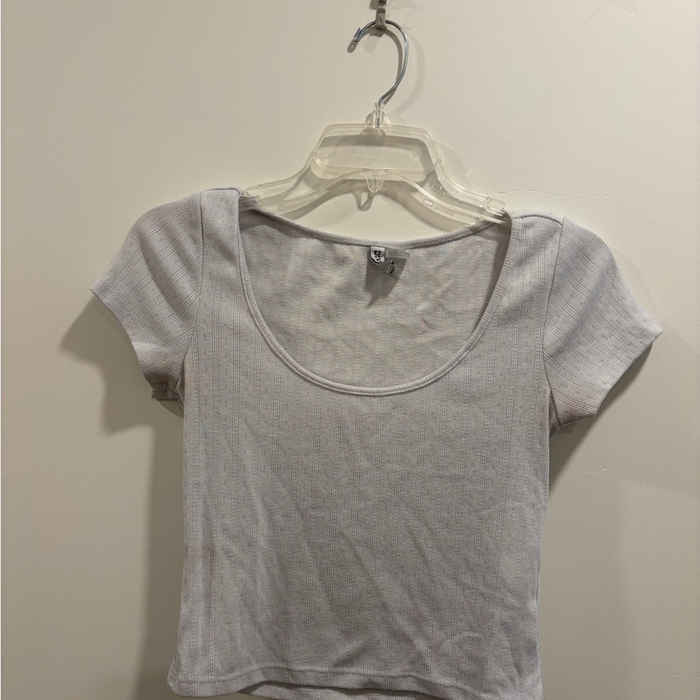 Divided Light Gray Scoop Neck Crop Top